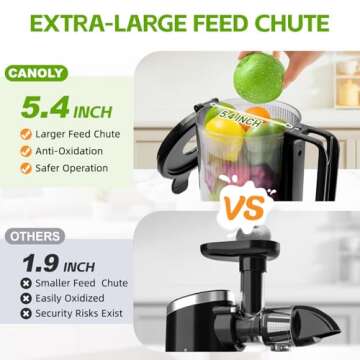 Cold Press Juicer, 5.4" Extra Large Feed Chute Fit Whole Fruits & Vegetables, 350W Professional Slow Masticating Juicer Machines, Easy to Clean