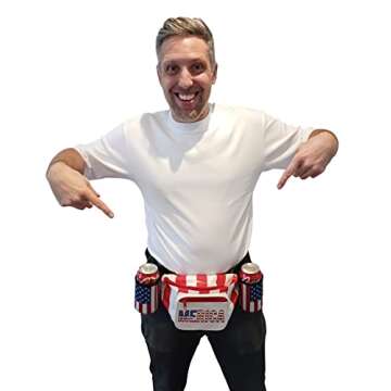 HandinHandCreations USA Merica Beverage Belt Fanny Pack Holster All American Classic Costume 4th of July