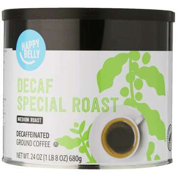 Amazon Brand - Happy Belly Decaf Canister Ground Coffee, Medium Roast, 1.5 pound (Pack of 1)