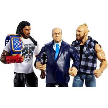 Mattel Action Figure 3-Pack Tribal Chief vs Beast IncarnateRoman Reigns Brock Lesnar & Paul Heyman Elite Collection with Universal Championship & Swappable Hands