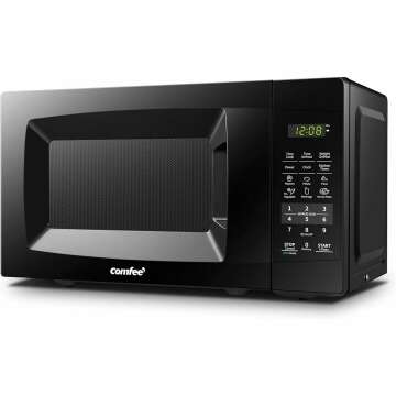 Comfee EM720CPL-PMB Countertop Microwave Oven with Sound On/Off, ECO Mode and Easy One-Touch Buttons, 0.7 Cu Ft, Black