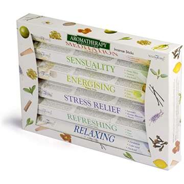 120 Sticks of Stamford Premium Aromatherapy Hex Range Incense Sticks - Relaxing, Stress Relief, Meditation, Refreshing, Sensuality & Energising Incense Gift Pack. by Stamford