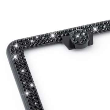 FIISFIIS Bling License Plate Frame for Women - 2 Pack Premium Rhinestone Holder