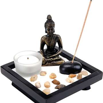 Buddha Statue with Incense and Tealight for Garden