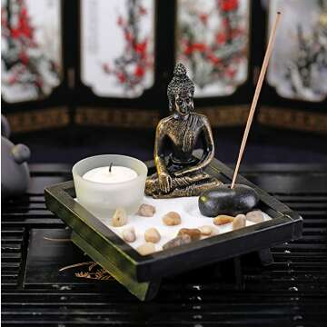 Buddha Statue with Incense and Tealight for Garden