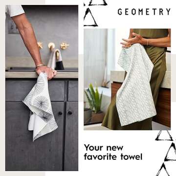 GEOMETRY Kitchen Tea Towel - Quick Dry Microfiber Cloth Dish Towels for Kitchen Drying - Premium Quick Dry Towel (Sleepy Fields, 1-Pack)