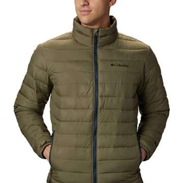 Columbia Men’s POWDER Lite Winter Jacket, Water Repellent, Stone Green,Small