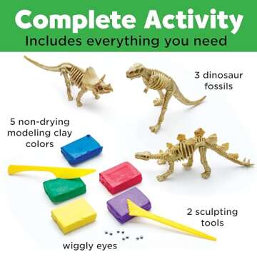 Creativity for Kids Create with Clay Dinosaurs: Craft 3 Dinosaur Toys for Kids Activities, Sensory Craft Kit for Kids Ages 5-8+, Dinosaur Gifts & Kids Toy