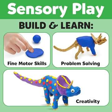 Creativity for Kids Create with Clay Dinosaurs: Craft 3 Dinosaur Toys for Kids Activities, Sensory Craft Kit for Kids Ages 5-8+, Dinosaur Gifts & Kids Toy