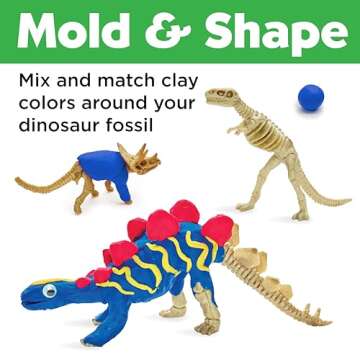 Creativity for Kids Create with Clay Dinosaurs: Craft 3 Dinosaur Toys for Kids Activities, Sensory Craft Kit for Kids Ages 5-8+, Dinosaur Gifts & Kids Toy