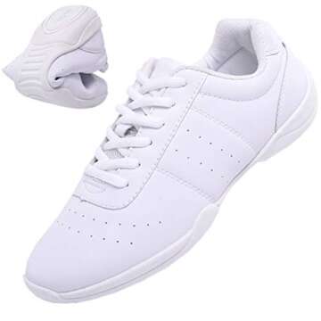 DADAWEN Adult & Youth White Cheerleading Shoe Athletic Sport Training Competition Tennis Sneakers Cheer Shoes White US Size 3 M Big Kid