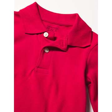 The Children's Place boys Long Sleeve Pique Polo Shirt, Classic Red Single, X-Small US