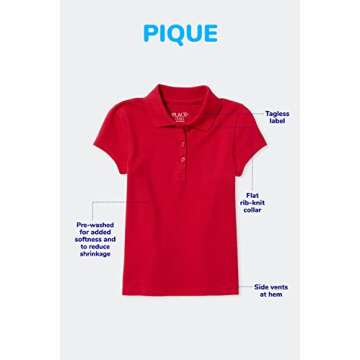 The Children's Place boys Long Sleeve Pique Polo Shirt, Classic Red Single, X-Small US