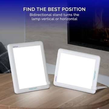 Verilux HappyLight Lucent - One-Touch Light Therapy Lamp with 10,000 Lux, UV-Free, LED Bright White Light & Detachable Stand for Boosting Mood & Improving Sleep