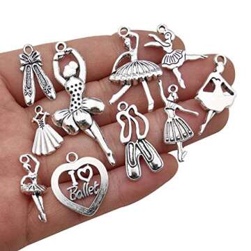 Youdiyla 60 Ballet Charms Collection, BULK Ballet Dancer Girl Shoe Ballerina Tutu I love Ballet Charms Metal Pendant Craft Supplies Findings for Necklace and Bracelet Jewelry Making (HM290)