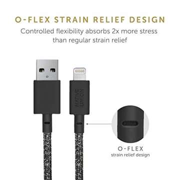 Native Union Night Cable - 10ft Ultra-Strong Reinforced [MFi Certified] Durable Lightning to USB-A Charging Cable with Weighted Knot Compatible with for iPhone 14, iPhone 13 and Earlier (Cosmos)