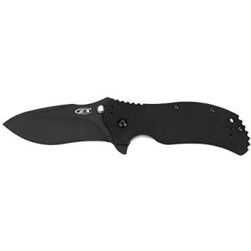 Zero Tolerance 0350 Folding Pocket Knife; 3.25” S30V Stainless Steel Blade with Black Tungsten DLC Finish; Textured G-10 Handle Scales, SpeedSafe Assisted Opening, Liner Lock, Quad-Mount Clip; 6.2 OZ.