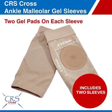 CRS Cross Ankle Malleolar Gel Sleeves. Padded Skate Sock with Ankle Bone Pads for Figure Skating, Hockey, Inline, Roller, Ski, Hiking or Riding Boots. Ankle protector cushion (One Size Fits Most)