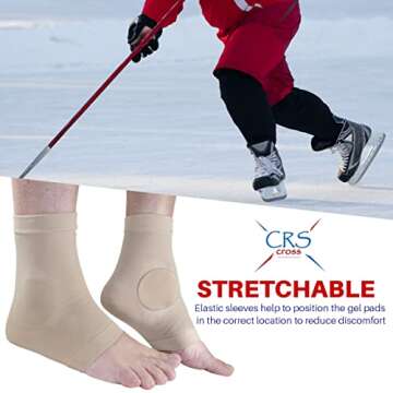 CRS Cross Ankle Malleolar Gel Sleeves. Padded Skate Sock with Ankle Bone Pads for Figure Skating, Hockey, Inline, Roller, Ski, Hiking or Riding Boots. Ankle protector cushion (One Size Fits Most)