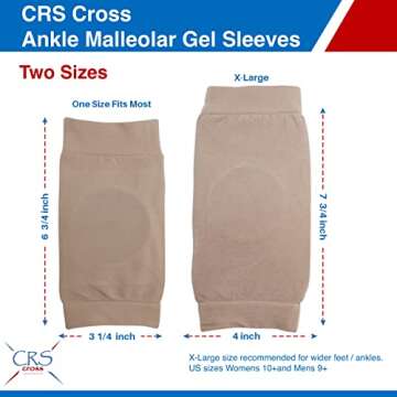 CRS Cross Ankle Malleolar Gel Sleeves. Padded Skate Sock with Ankle Bone Pads for Figure Skating, Hockey, Inline, Roller, Ski, Hiking or Riding Boots. Ankle protector cushion (One Size Fits Most)