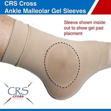 CRS Cross Ankle Malleolar Gel Sleeves. Padded Skate Sock with Ankle Bone Pads for Figure Skating, Hockey, Inline, Roller, Ski, Hiking or Riding Boots. Ankle protector cushion (One Size Fits Most)