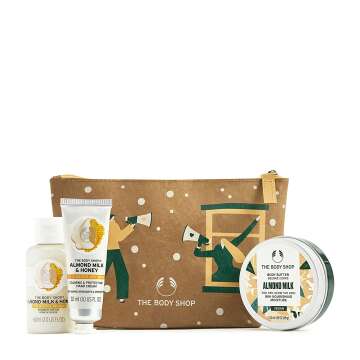 The Body Shop Soothe & Smooth Almond Milk & Honey Mini Gift Set, Hydrating & Moisturizing Skincare Treats for Dry and Sensitive Skin, Nutty, 3 Items