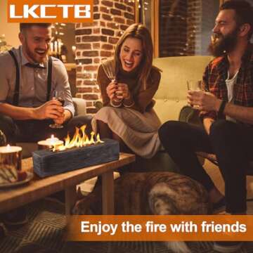 LKCTB Table top Firepit - Ethanol Smokeless Mini Fireplace, Portable for Indoor & Outdoor Use, Includes 4 Roasting Sticks & 1 Burning Cotton