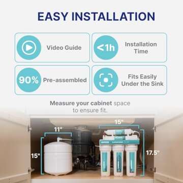 NU Aqua 5-Stage Under Sink Reverse Osmosis Water Filter System - 100 GPD RO Filtration w/Faucet & Tank - PPM Meter - 100GPD Undersink - Home & Kitchen Drinking Water Purifier