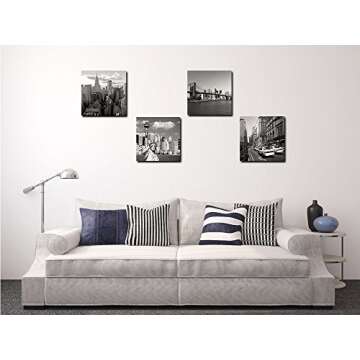 GOUPSKY Canvas Print for Home Decoration 4 Panels New York City Landmark Painting Wall Art Picture Print on Canvas - High Definition Modern Giclee Artwork