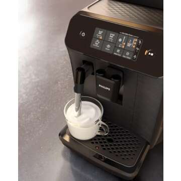 PHILIPS Series 800 Fully Automatic Espresso Machine | 2 Drinks | Classic Milk Frother | Matte Black | EP0820/04 (Renewed)