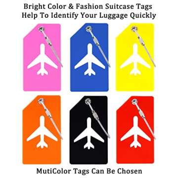 2 Pack Suitcase Tags, Silicone Luggage Tags with Name ID Card, Bright Color Baggage Tags to Quickly Spot Travel Bag Suitcase (Black)