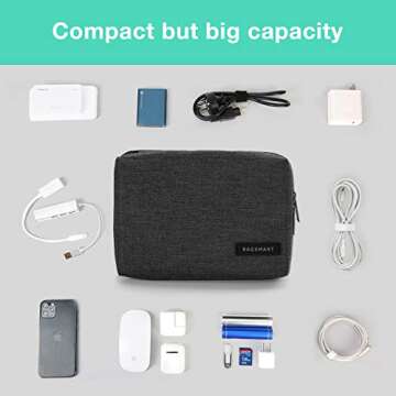 BAGSMART Electronics Organizer Travel Case, Small Cord Bag, Tech Organizer as Travel Accessories for Men Women, Cable Essentials for Phone, SD Card, Black