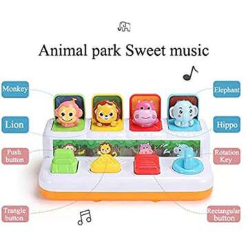 YMDLY Toys Animal Park Interactive Pop Up Music Toy,Up- Early Education Activity Center Toy, Ages 7 8 9 10 11 12 Months and up Infant Toddlers Toys.