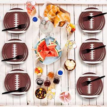 gisgfim 24 pcs Football Paper Plates Football Dessert Plates Birthday Party Supplies Disposable 7" Football Paper Tableware Decorations for Sports Fans Baby Shower