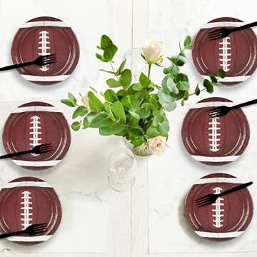 gisgfim 24 pcs Football Paper Plates Football Dessert Plates Birthday Party Supplies Disposable 7" Football Paper Tableware Decorations for Sports Fans Baby Shower