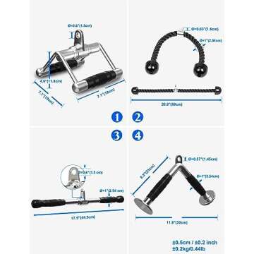 POWER GUIDANCE Triceps Pull Down Attachment, Cable Machine Accessories for Home Gym, Lat Pull Down Attachment Weight Fitness