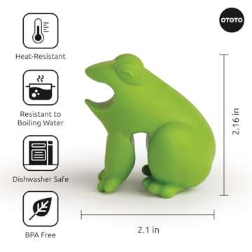 NEW!! OTOTO HopTop Frog Spoon Holder for Stove Top - Spoon Rest for Stove Top and Steam Releaser, Cute Kitchen Accessories, Cooking Gifts, Cool Kitchen Gadgets, Fun Kitchen Gifts, White Elephant Gifts