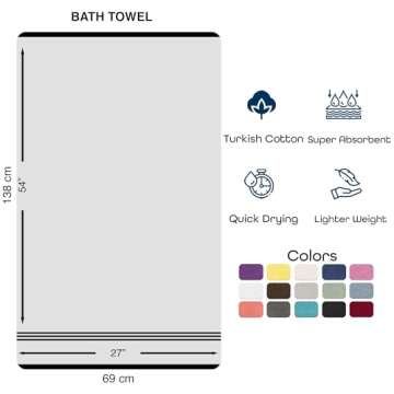 Hawmam Linen White Bath Towels 4 Pack 27 x 54 Inches 100% Turkish Cotton Soft Lightweight and Highly Absorbent Quick Drying Towels, Premium Quality Perfect for Daily Use