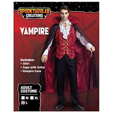 Spooktacular Creations Medieval Scary Vampire Costume Adult Men with Vampire Cape Men and Accessories for Deluxe Halloween Costume(XX-Large)