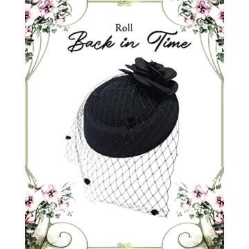 Ro Rox Fascinator Hat | Vintage Hats for Weddings | Vintage, Tea Party & Church Hat | Women's Hair Accessories Black