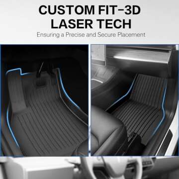 Autocessking Floor Mats for Tesla Model Y 2021-2023 2024, Set of 6 Mats All Weather TPE Waterproof Anti-Slip Front & Rear Trunk Mats Cargo Liners, Custom Fit for Tesla 5-Seater (Not Fit 7-Seat)