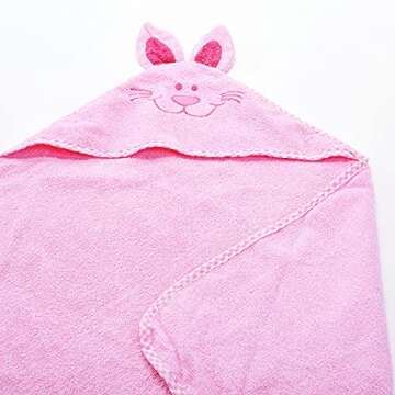 Lillian Vernon Hooded Animal Personalized Towel for Babies - Pink Bunny, 100% Cotton, Large 30 x 30 inch Size, Machine Washable, Custom Embroidered