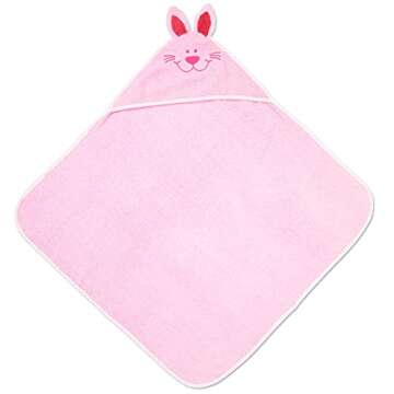 Lillian Vernon Hooded Animal Personalized Towel for Babies - Pink Bunny, 100% Cotton, Large 30 x 30 inch Size, Machine Washable, Custom Embroidered