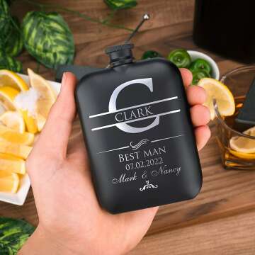 Custom Engraved Groomsmen Gifts Set of 6 Flasks