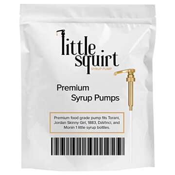 Little Squirt Syrup Pump for Coffee Syrup Bottle (Gold) - Fits 750ml 25.4oz Torani, Starbucks, Skinny, DaVinci, Monin Bottles, Coffee Syrup Pump Dispenser