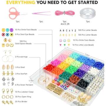 Dowsabel Clay Beads Bracelet Making Kit for Beginner, 5000 Pcs Preppy Polymer Clay Beads with Charms Kit for Jewelry Making, DIY Arts and Crafts Birthday Gifts Toys for Kids Age 6-13