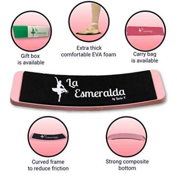 La Esmeralda Ballet Turning Board for Dancers - Figure Skating Ballet Dance Turning Pirouette Board Training Equipment for Dancers, Ice Skaters, Gymnasts and Cheerleaders.(Pink with a Carry Bag)