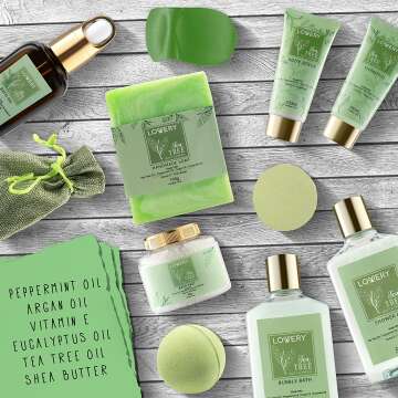 Tea Tree Bath Set: 15pc Aromatherapy Spa Gift Basket