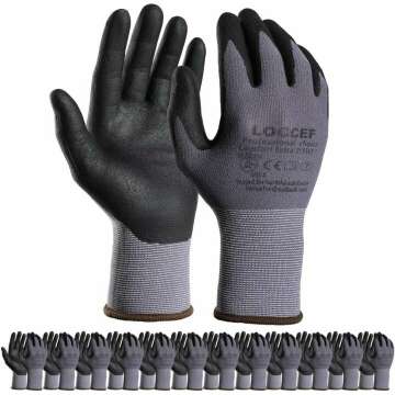 Safety Work Gloves MicroFoam Nitrile Coated-12 Pairs,Seamless Knit Nylon Gloves,Home Improvement,Micro-Foam Gloves