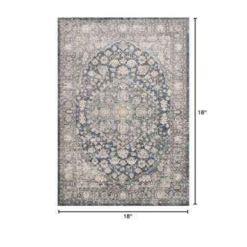 Loloi II Teagan Collection TEA-01 Denim / Mist 18" x 18", .25" Thick, Sample Rug, Soft, Durable, Neutral, Woven, Low Pile, Non-Shedding, Easy Clean, Living Room Rug